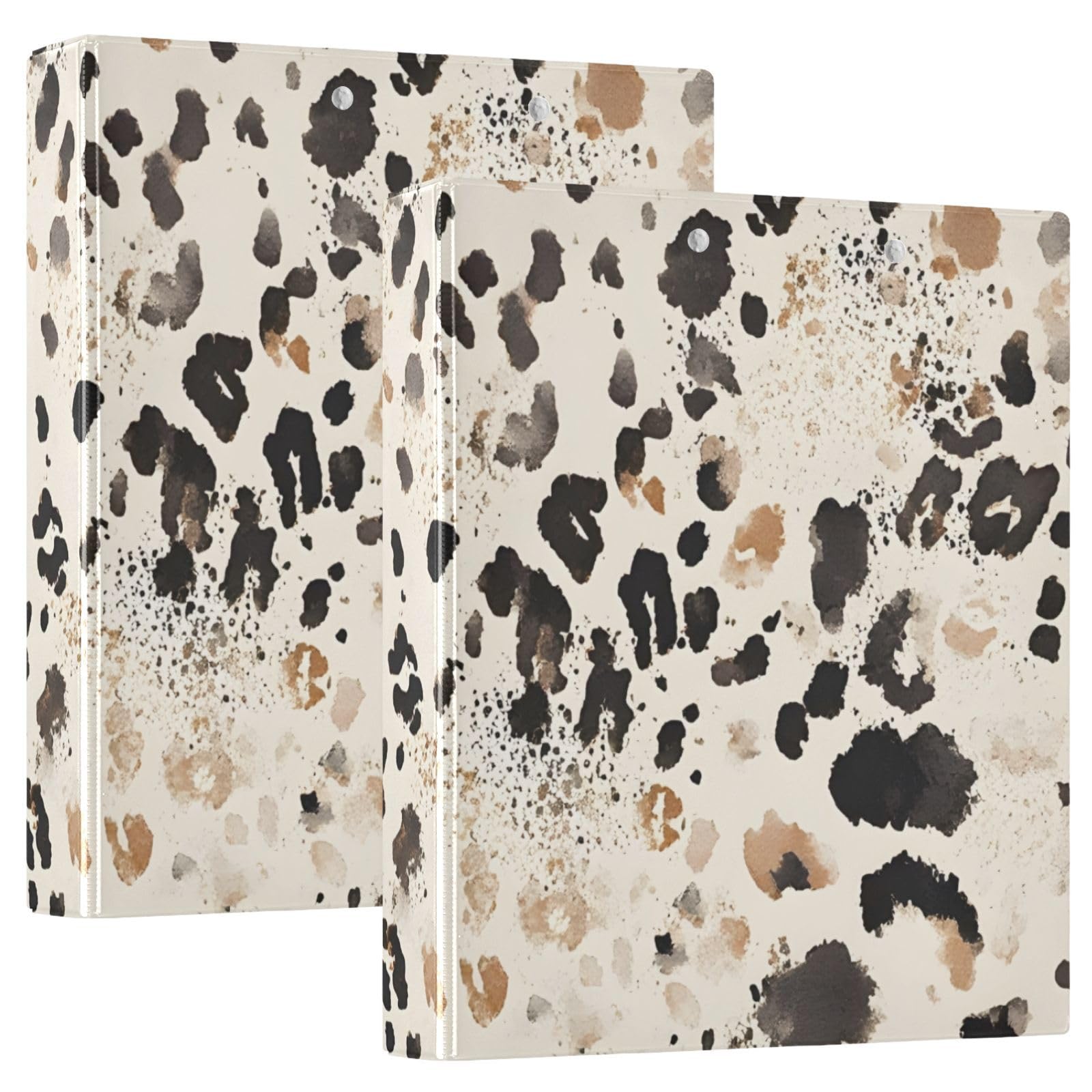 Brown Leopard Print Cheetah 3 Ring Binder with 2 Interior Pockets