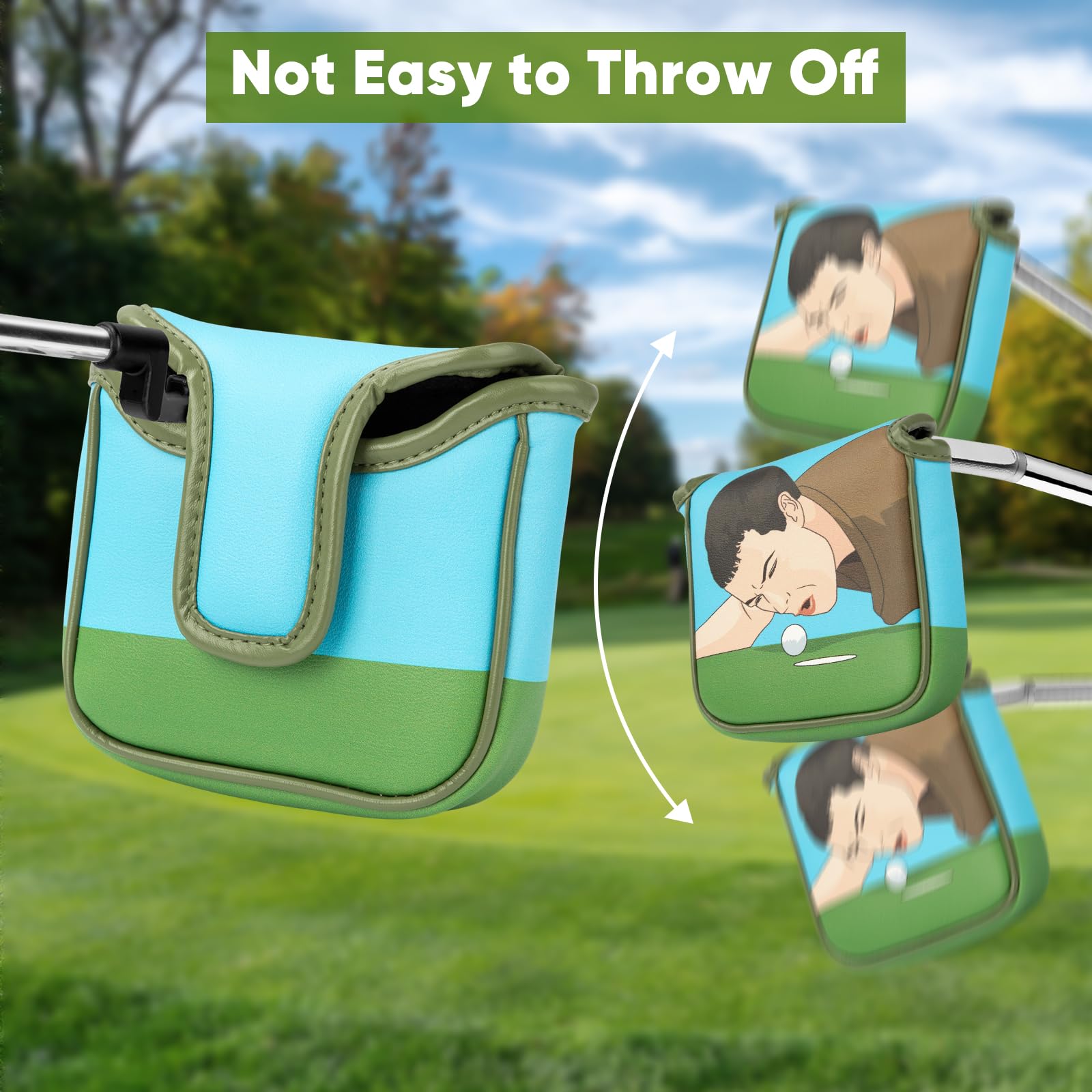 Divertida funda de putter de golf con cierre magnético de cuero para todas las marcas