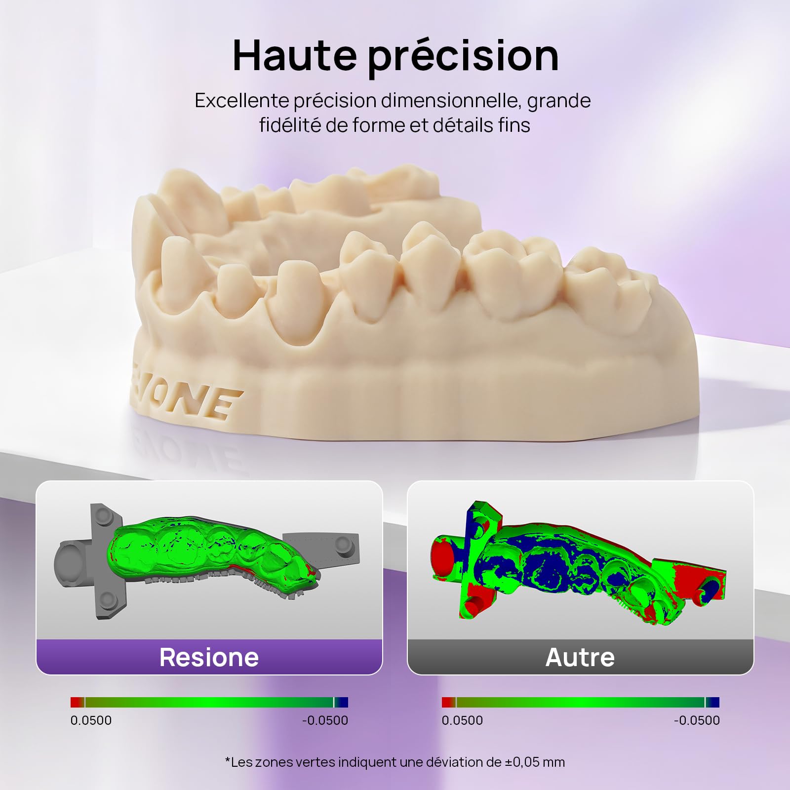 RESIONE D01S Résine de Modèle Dentaire - Resine Imprimante 3D avec Haute Précision pour Restauration Dentaire & Implant & Modèles d'Étude (Couleur coquillage-1KG)