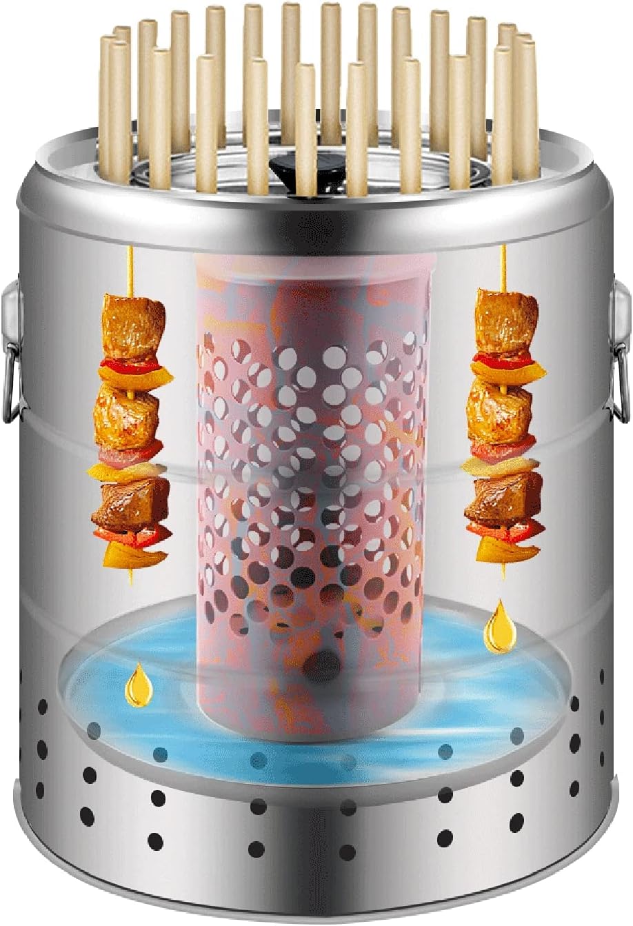 AIZYR Portable Barbecue Grill, Outdoor Stainless Steel BBQ Grill Outdoor Camping Cookware for Hiking Picnics Cooking,33 * 38cm