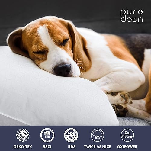 Miniatura 6 de puredown  Almohada de hotel, almohadas de plumas de ganso para dormir, almohadas de cama con relieve cúbico, juego de 2, tamaño King