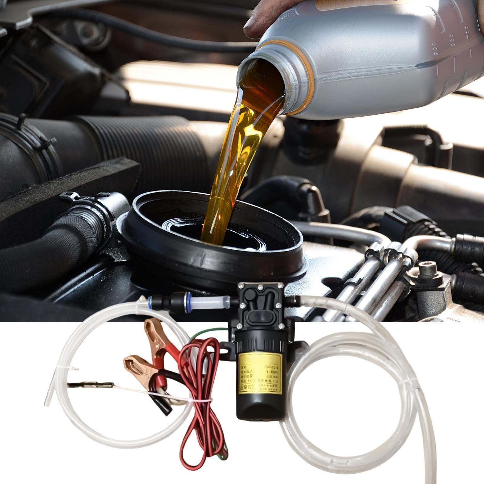 Pompa Travaso Olio 12V Estrattore Autoadescante Per Trasferimento Fluidi | Pompa Olio Elettrica per Meccanici Tecnici Casa Garage Officina Strada Esterno Autoveicoli Camion Trattori