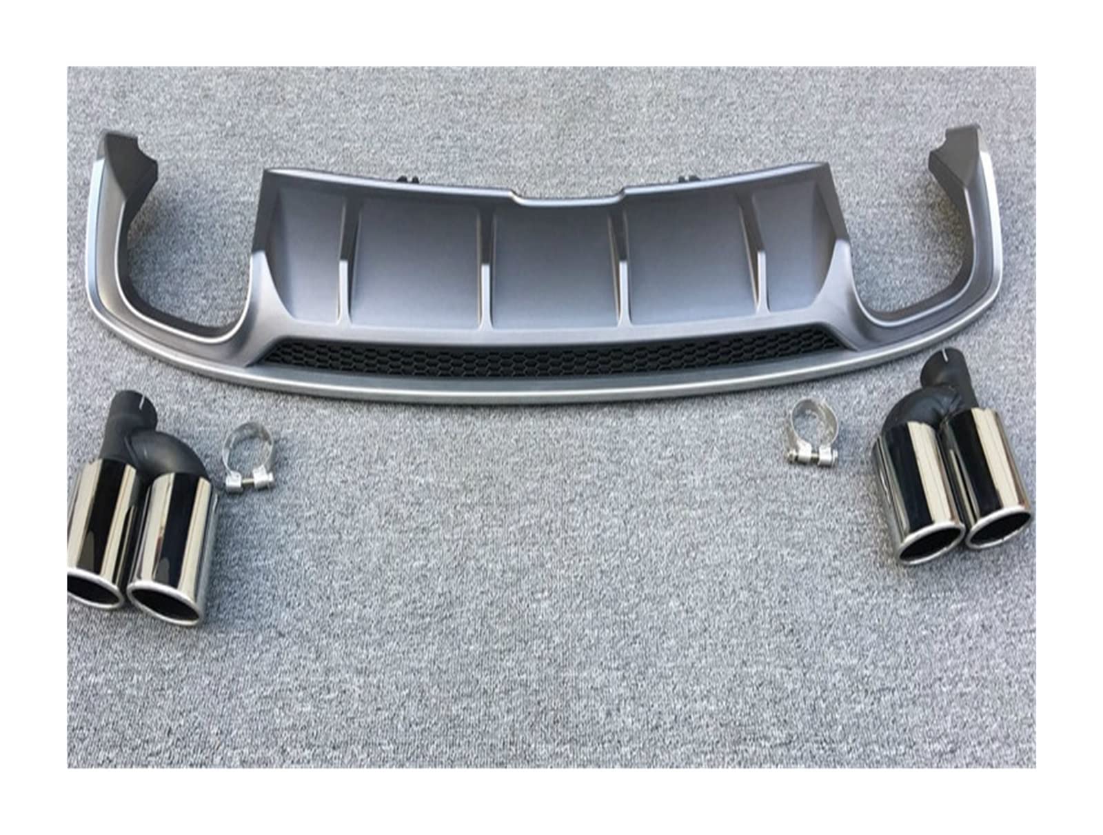 Dla Audi A5 S5 4 Drzwi 2017-2019 Dyfuzor Tylnego Zderzaka Samochodu Spoiler Podwozie Osłona Deflektora Splitter Z 4 Końcówkami Rury Wydechowej(A Grey)