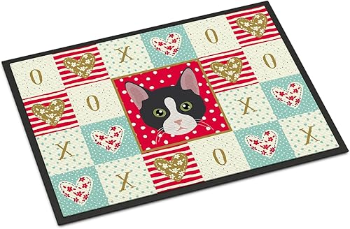 Caroline's Treasures CK5081JMAT - Tapete de polidáctilo americano con diseño de gato de 24 x 36 pulgadas, tapete rojo para puerta delantera, para