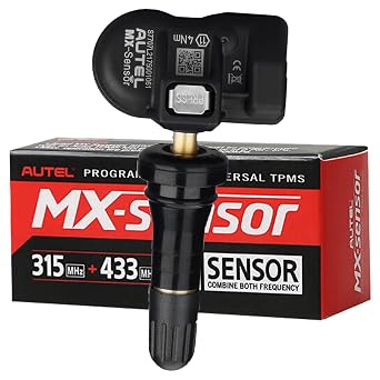 Autel TPMS Sensor Universal 1 Sensor with Dual Frequency 315MHz + 433MHz, Tire Pressure Monitoring Sensor Replacement for 99% Vehicles, Programmable by Autel TPMS Tool Rubber Valve
