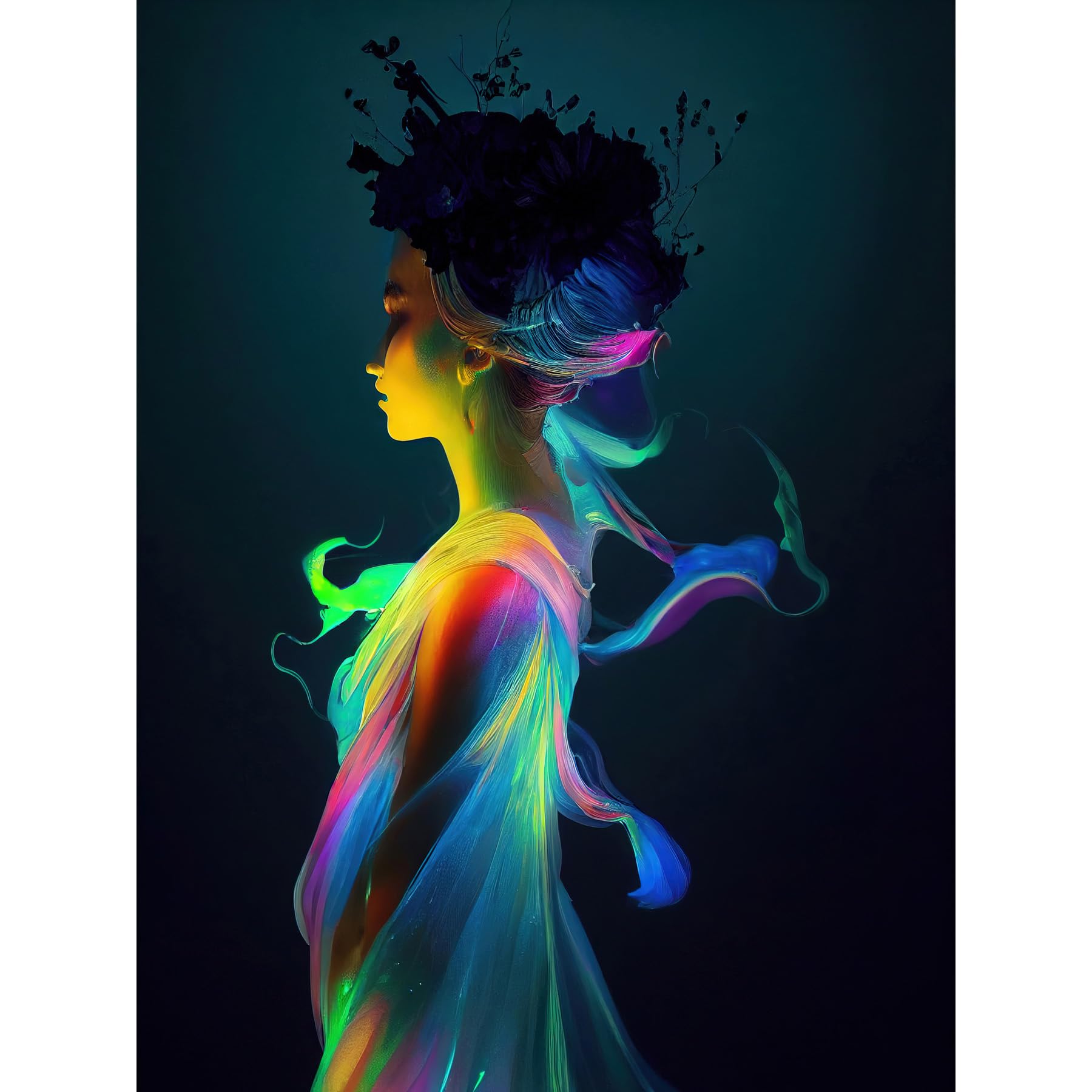 Doppelganger33 LTD Nature Fairy in Colourful Fluorescent Light Dress Large Wall Art Poster Print Thick Paper 18X24 inch