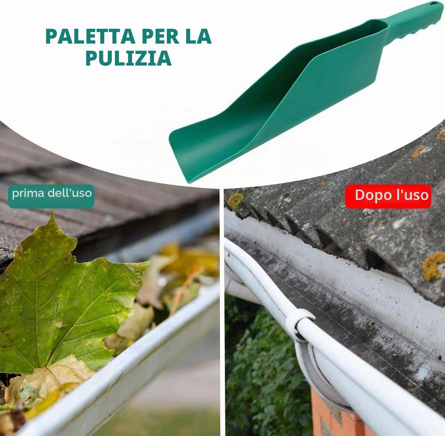 Pala per grondaia, pala da giardino, piccola pala per grondaie, in plastica, per uso domestico, per grondaie, efficace detergente per grondaie pulite