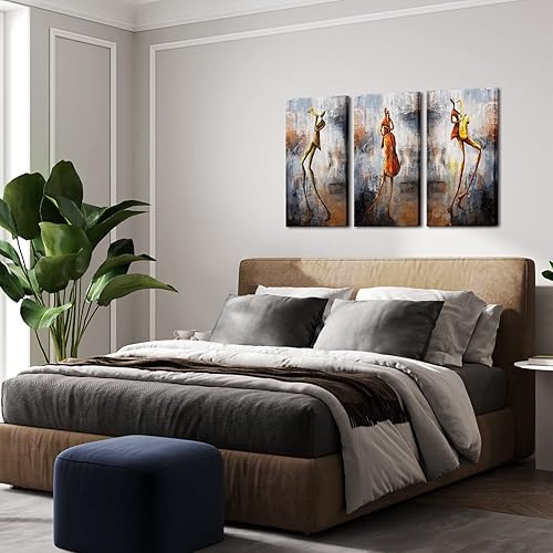 Miniatura 3 de SkenoArt 3 piezas de lienzo musical, arte de pared de esqueleto musical, violonchelo y saxofón, pintura creativa abstracta enmarcada para colgar en