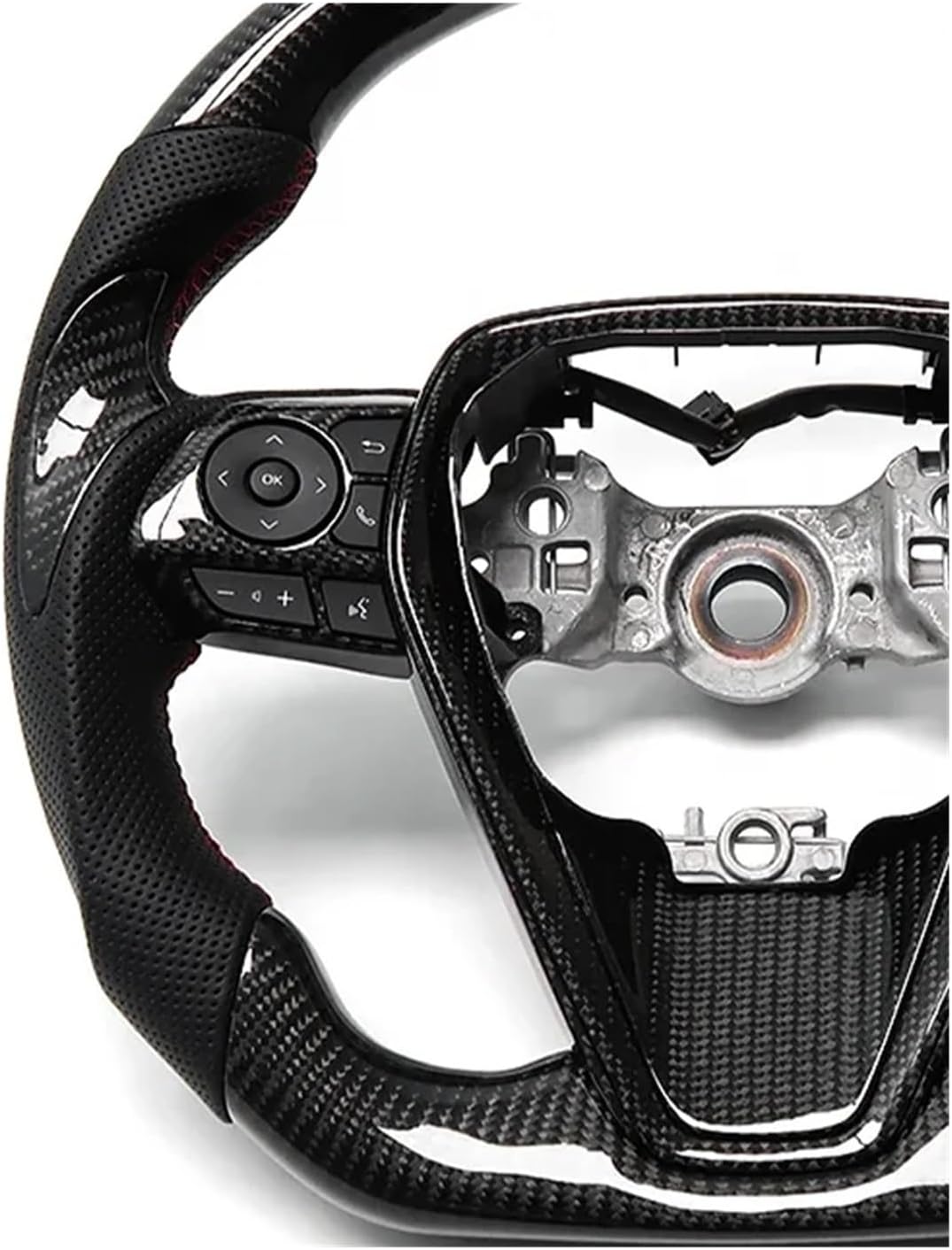 Car Carbon Fiber Steering Wheel Compatible For Toyota Corolla Anti-slip Perforated Leather Steering Wheel Assembly Car Accessories