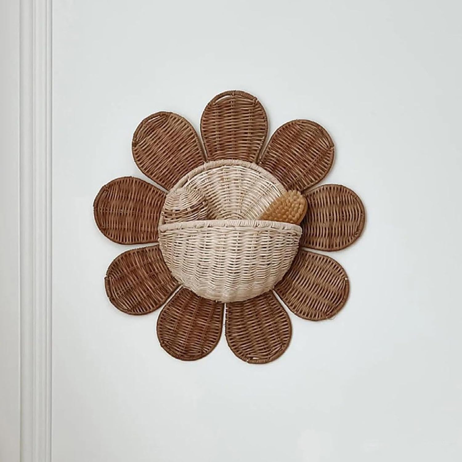 Boho Rattan Wall Mount Basket - Decorative Woven Storage Organizer, 15.75x5.91 Inches - for Keys, Kitchen, Nursery & Laundry Room