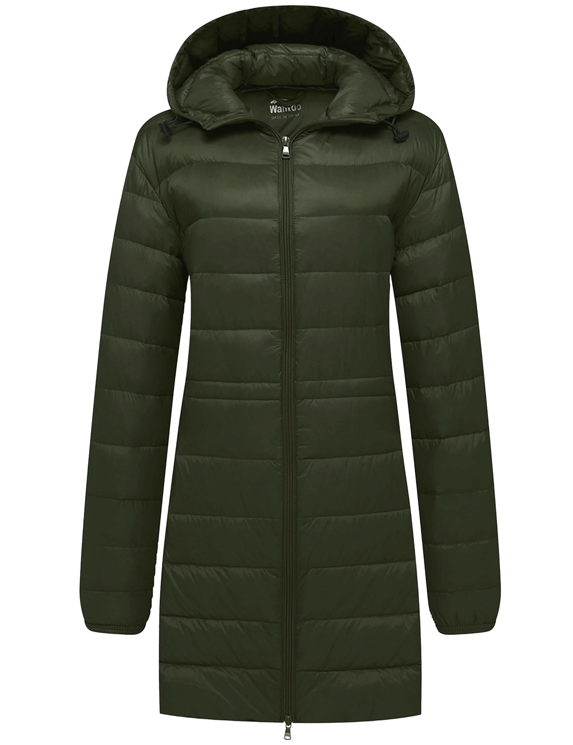 wantdo Women's Quilted Puffer Coat Hooded Long Jacket Lightweight Winter Coats