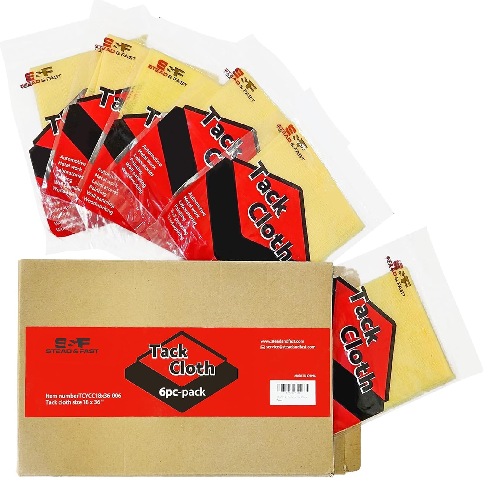 S&F STEAD & FAST Painters Tack Cloth for Woodworking, Painting, Sticky, Anti-Static Tack Rags for Automotive, Sanding, Cleaning, Dusting, Staining, Wax and Silicone Free, 18 x 36 Inches Dust Cloths