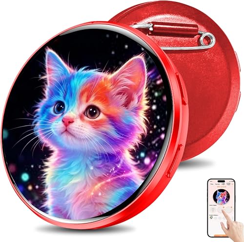 HD Touchscreen Digital Badge Pin with Sound, Type-C Fast Charge,Customizable Anime Style Wearable, Smart Button for Cosplay, Parties,Fan Events and Fandoms