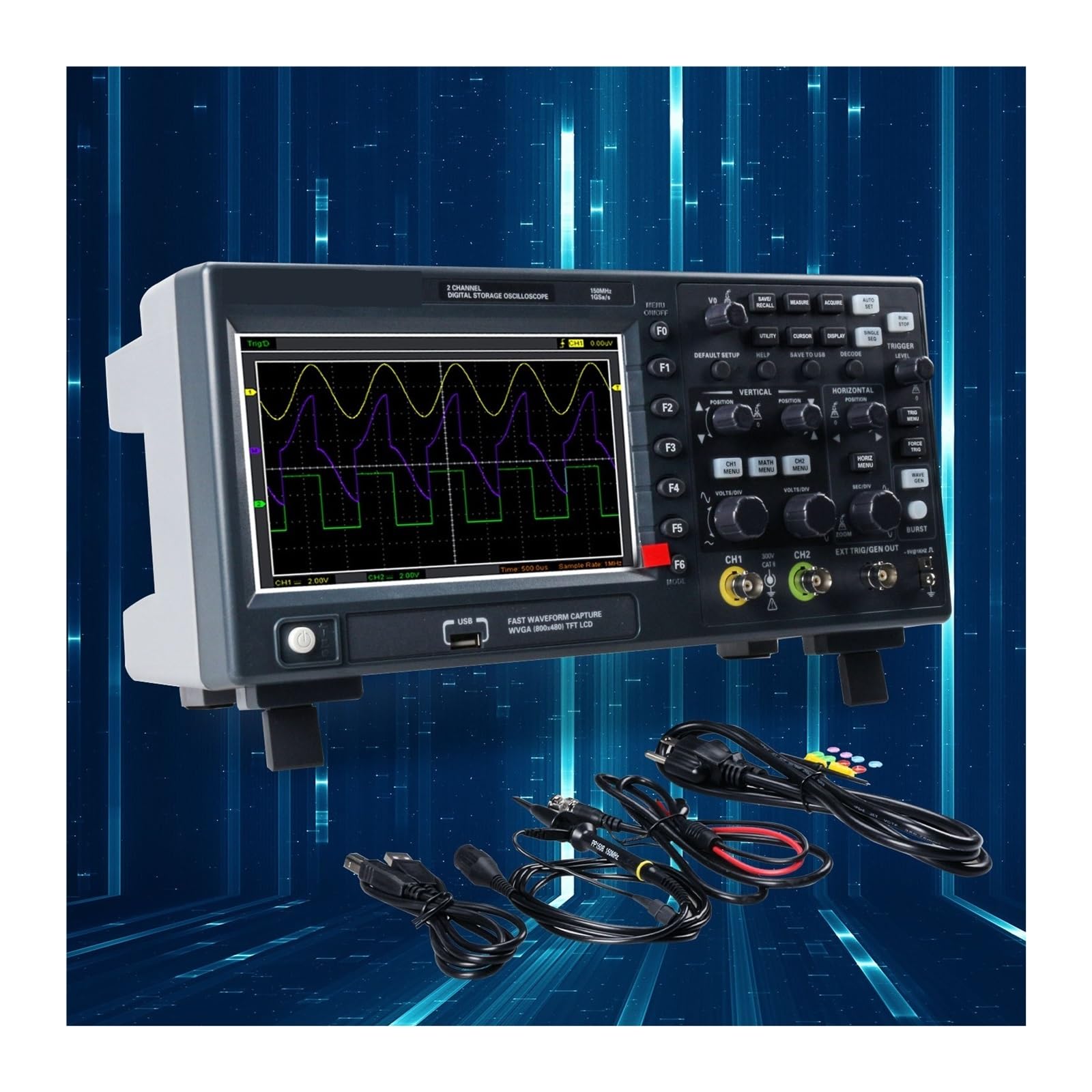 Oscilloscope de génération de Signal Oscilloscope de Stockage numérique à Deux canaux 100M 150M 1GS / s(C15)