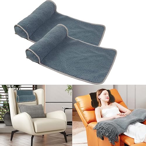 S-SNAIL-OO Almohada cervical para sillón reclinable (22 x 14 pulgadas), rollo de cuello de lana ajustable, cojín antideslizante para reposacabezas