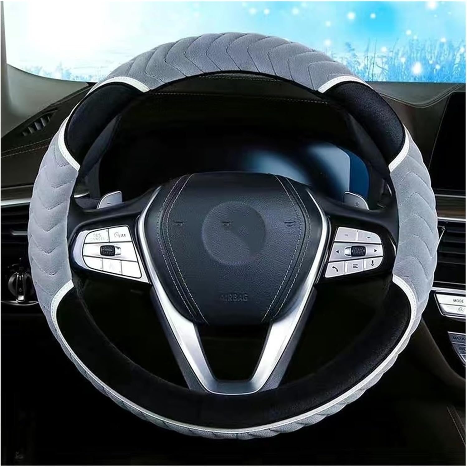 Car Steering Wheel Cover for Car Steering Wheel Cover Plush Car Accessories Comfortable Hand Feeling Easy to Install (Color : 2#)