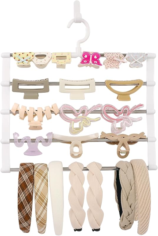 Organizador Qiannhee de acessórios para cabelo, 5 níveis, aço inoxidável, para pendurar