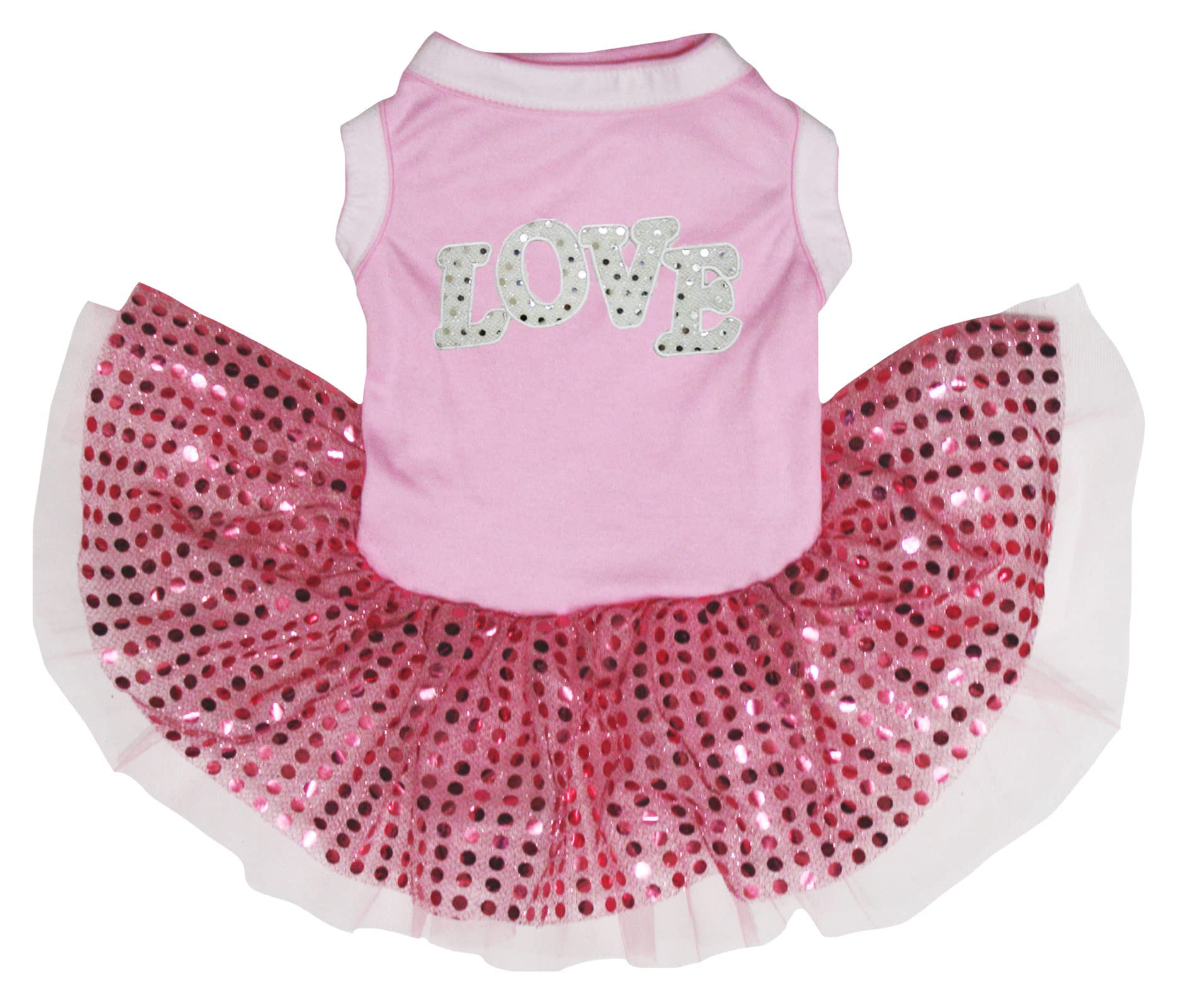 Robe pour chien rose à paillettes Sequins Love en taille grande XXXL