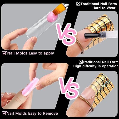 Miniatura 4 de 120 piezas de gel de extensión de polietileno con formas de uñas dobles con constructor de escamas para uñas de gel de manicura, diseño artístico,
