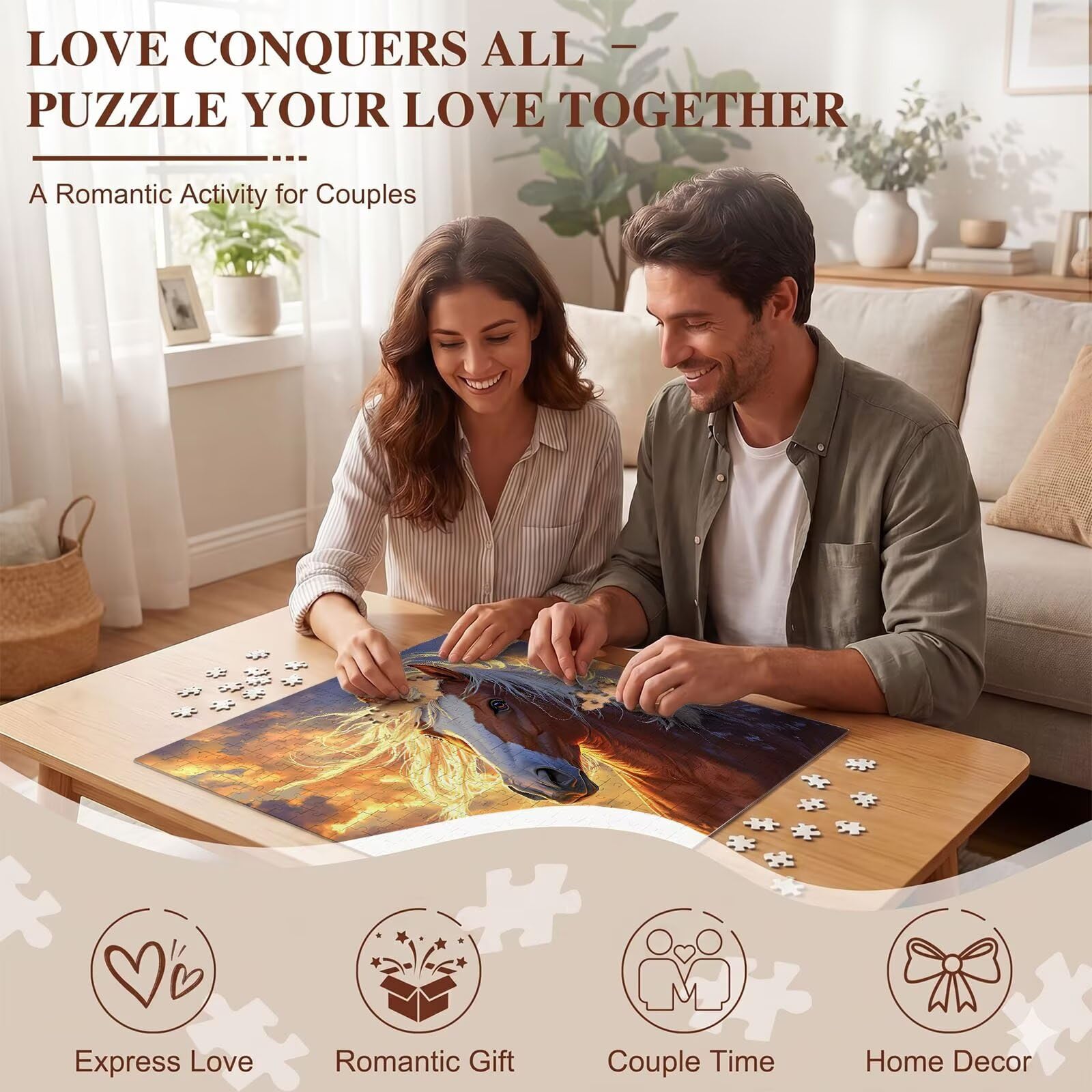 cavallo Tramonto Puzzle 6000 Pezzi per Adulti, Puzzle in Legno - Collezione Classica con Poster Incluso - Sfida di Concentrazione e Passatempo Antistress, Gioco per Famiglia, 179 x 105 cm f0-655