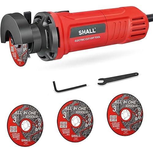 SHALL 3 Inch High-Speed Cut Off Tool, 3.5 Amp Metal Cutter Tool with 3Pcs Multifunctional Cutoff Wheels, 24000RPM Electricl Metal Cutting Tools for Steel, Inox, PVC, Aluminum