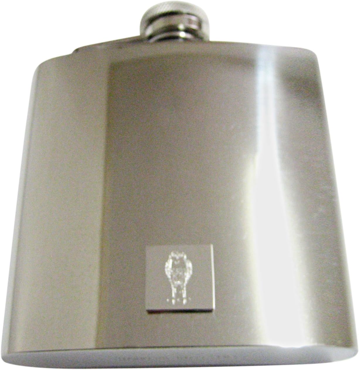 Kiola Designs Silver Toned Etched Standing Owl 6 Oz. Stainless Steel Flask