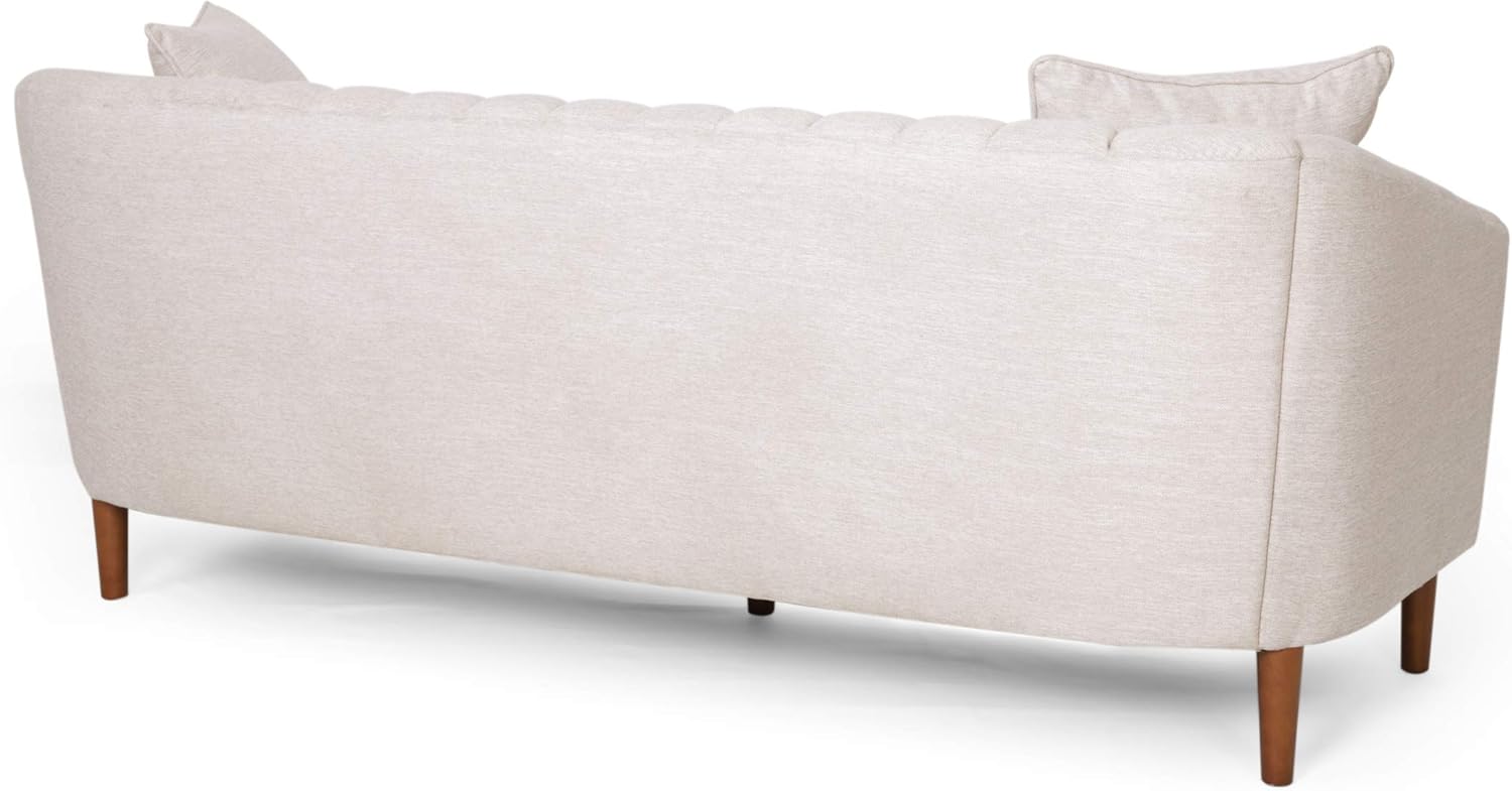 GDFStudio Contemporary Fabric 3 Seater Sofa, Beige and Dark Brown