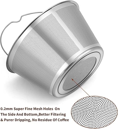 Miniatura 3 de Filtros de café reutilizables para cesta permanente de 4 a 5 tazas, filtros de café de 4 tazas, se ajustan perfectamente a las cafeteras y cafetera
