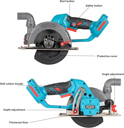 Miniatura 2 de Sierra circular inalámbrica sin escobillas con batería de 4000 mAh, 6900 RPM, compacta y ligera, pequeña sierra circular para madera, metal suave,