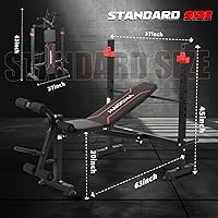 Vista 6 de Standard Weight Bench Set for Full Body Workout, Foldable Bench Press with Leg Curl/Extension, Adjustable Workout Bench Set for Home Gym（US Stock）