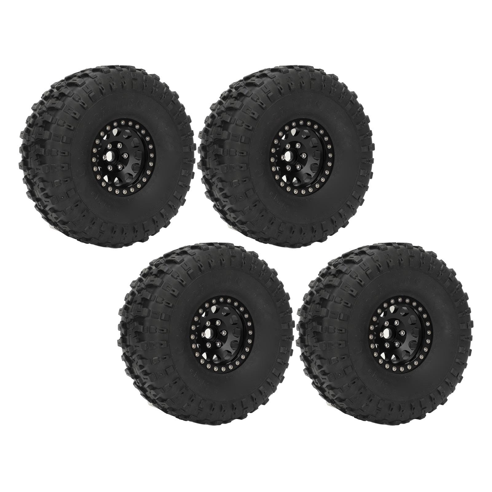 Pneumatici in gomma crawler rc cerchi in lega pesante da 1,9 pollici pneumatici ad alte presa per le prestazioni per SCX10 1/10 RBX10 in lega in lega di alluminio durevole 4pc (Nero)