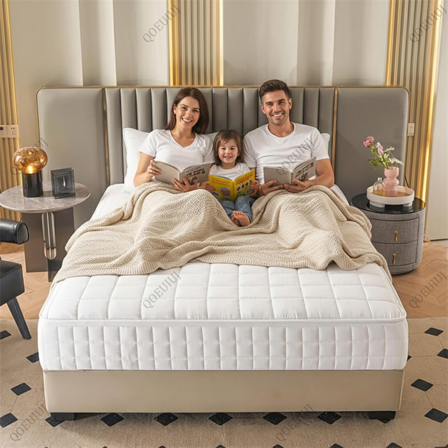 Fodera Materasso con Cerniera Integrale, Coprimaterasso Matrimoniale Singolo Trapuntato, Sacco Proteggi Materasso Imbottito Totale con Zip Robusta, Personalizzabile(Bianco,160x190x25cm)