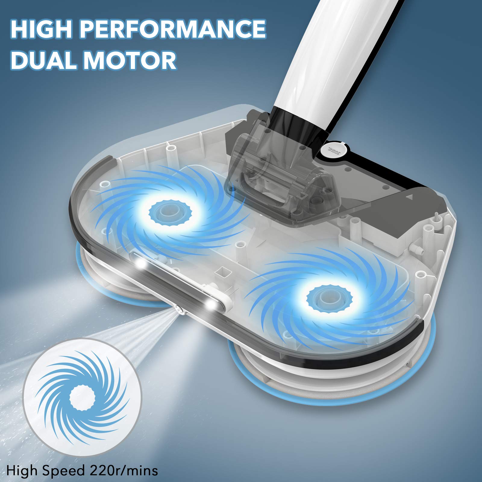 AIPER SMART Cordless Electric Spin Mop with LED Headlight, Hardwood