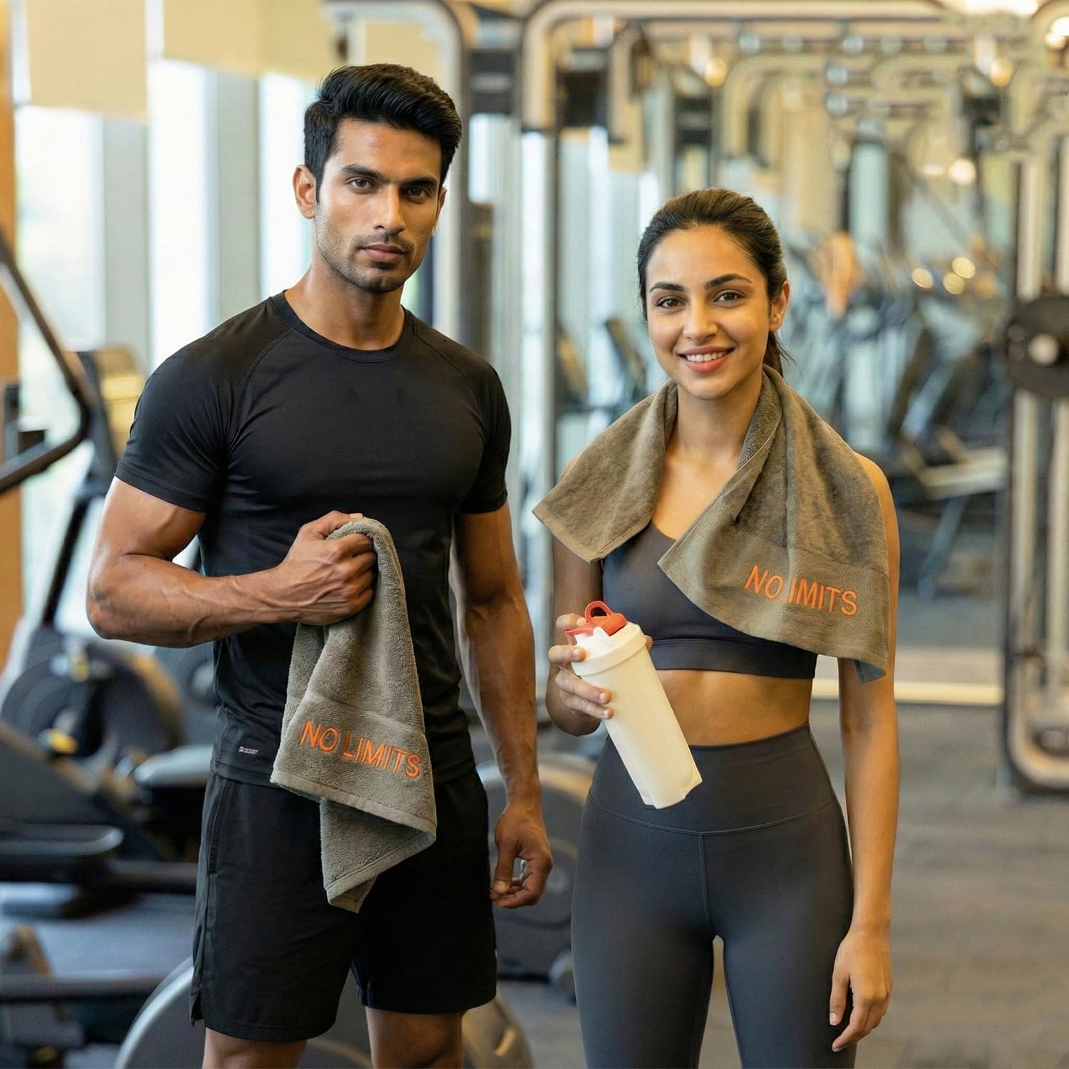 Earthy Fables Premium Gym Towel – 100% Cotton, 600 GSM, Soft & Absorbent, Quick Dry & Skin-Friendly – Grey