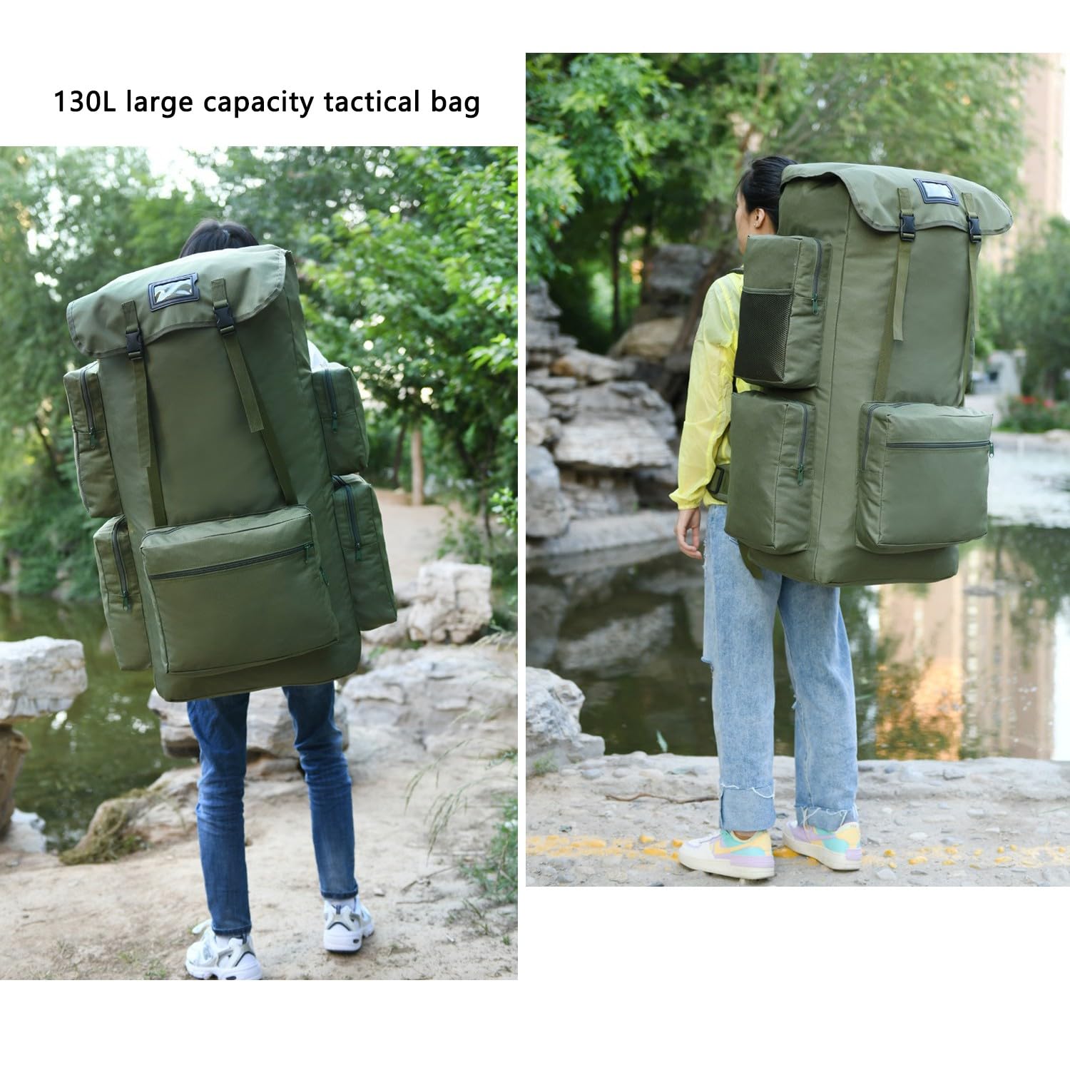 Camping Rucksack Grosser Rucksack Militärrucksack Für Outdoor Fur Camouflage Notfallrucksack Wasserdicht Survival Gefüllt Fluchtrucksack Notfall Backpack 130L Großer Rucksack