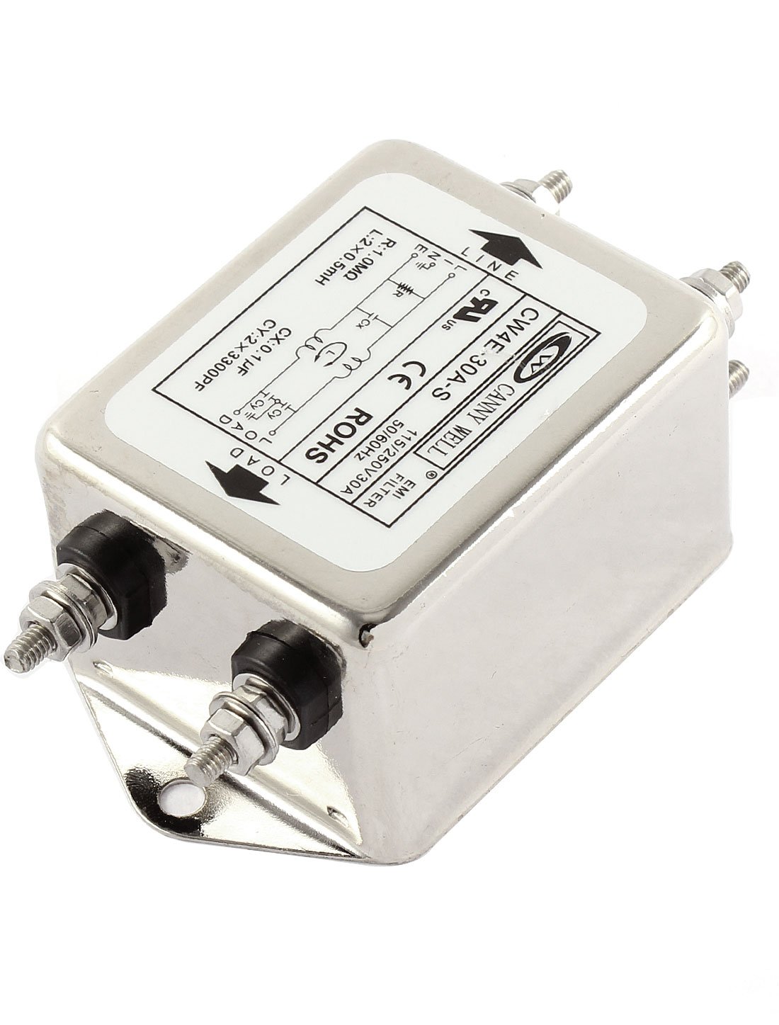 uxcell AC 115/250V 30A CW4E-30A-S Noise Suppressor Power EMI Filter
