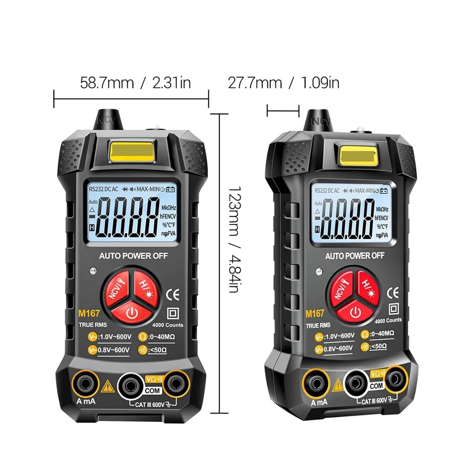 M167 Multimeter 4000: Professional AC/DC Voltage and Current Meter with Digital Recognition(M167)