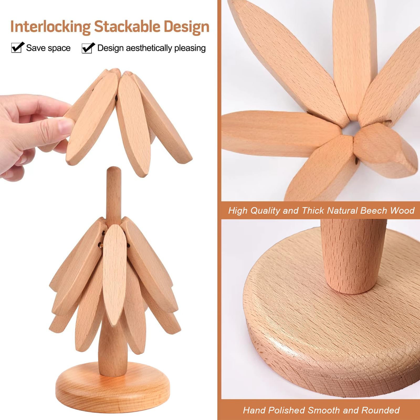 Treesunshine Wooden 3er Set Topfuntersetzer, Tree C Produktbild-Vorschau 8