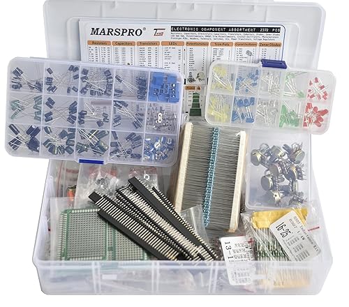 Kit surtido de componentes electrónicos de 2372 piezas, inductores, diodos, transistores, resistencias, condensadores, potenciómetro, IC, LED y PCB