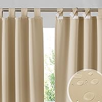 Vista 12 de RYB HOME Cortinas para exteriores para patio – 2 paneles cortinas para exteriores desmontables con parte superior adhesiva, impermeables, opacas