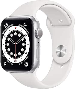Apple Watch Series 6 (GPS, 44 mm) Aluminium Case Silver with White Sports Strap (Refurbished) - View 2