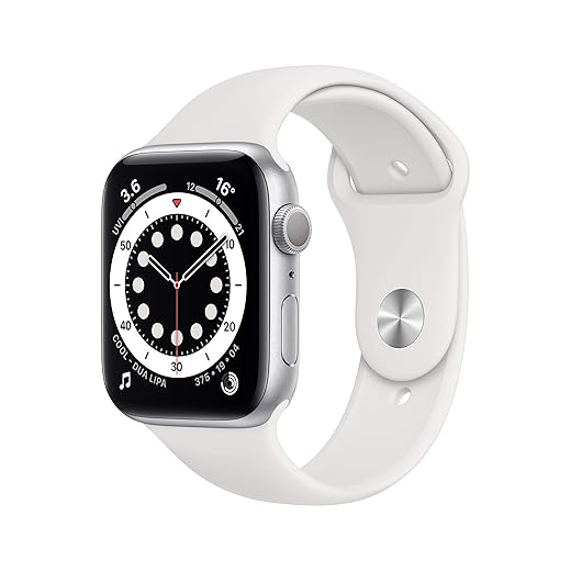 Apple Watch Series 6 (GPS, 44 mm) Caja de Aluminio Plateado con Correa Deportiva Blanca (Reacondicionado)