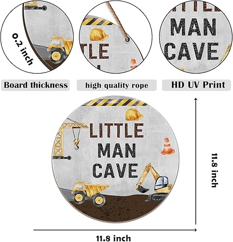 Miniatura 2 de Letrero de madera con diseño de cueva de hombre pequeño, placa de madera para colgar en la pared, decoración artística para habitación de niños,
