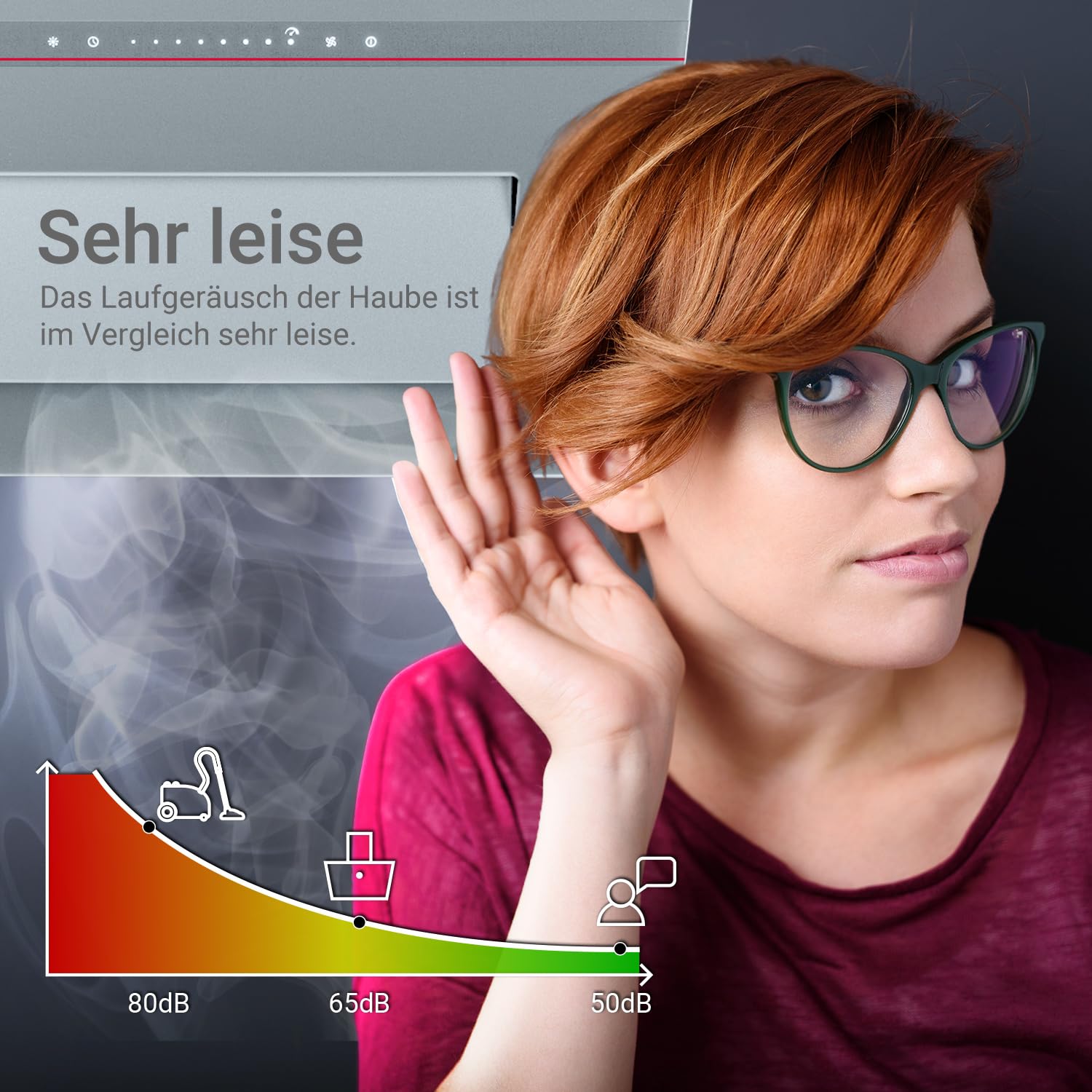 KKT KOLBE A+++ cappa aspirante 80 cm 782 cbm/h ricircolo aria di scarico senza testa | vetro grigio opaco | ricarica automatica | Smart WiFi App Wi-Fi | SensorTouch | Illuminazione LED RGBW |