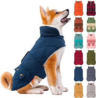 KYEESE Waterproof Dog Winter Coat with Leash Hole, Fleece Lined Warm Puffer Jacket for Small Dogs, Windproof Pet Clothes with Pocket