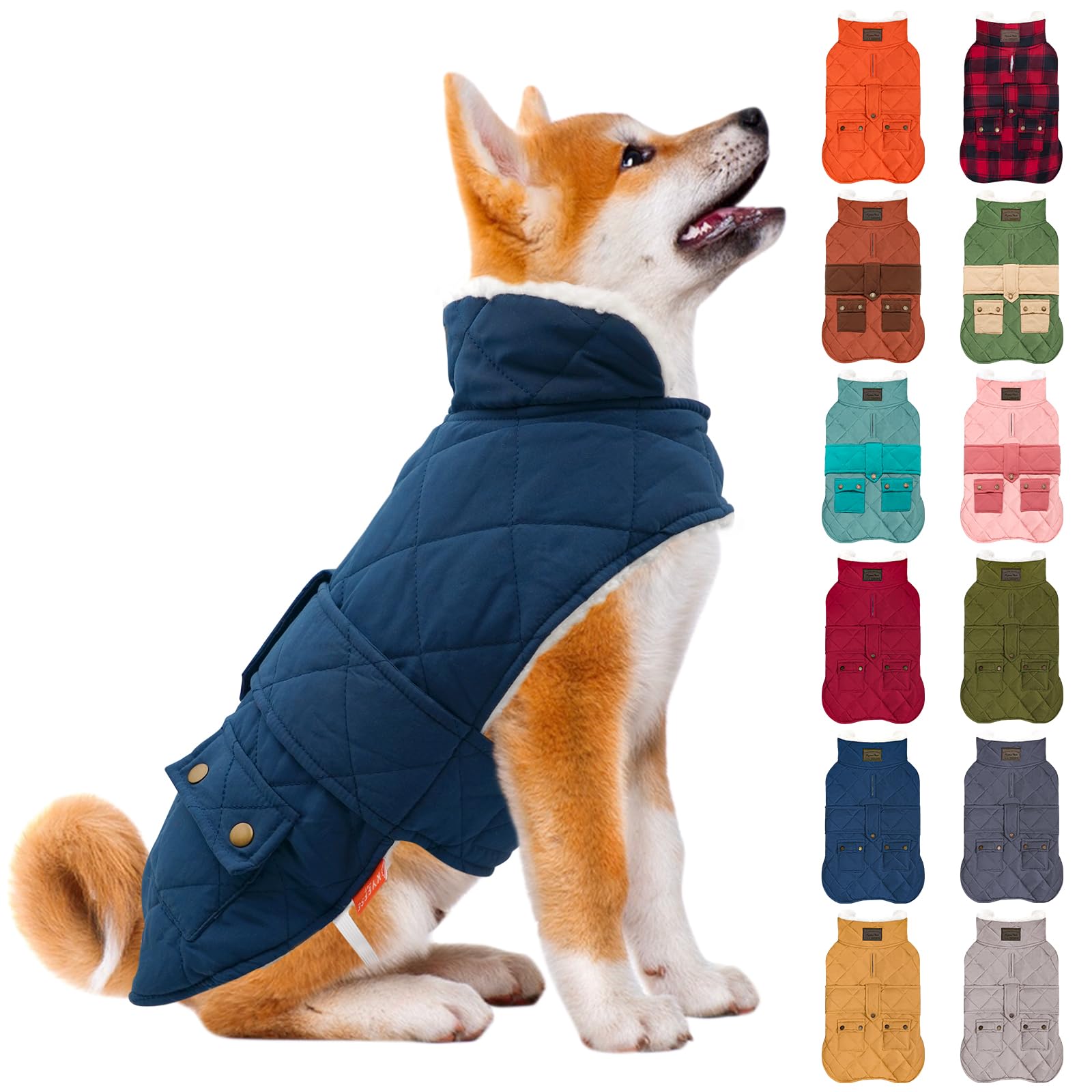 Waterproof & Windproof Dog Coat for Small Dogs Puffer Jacket | Warm Fleece Lining, Turtleneck, Adjustable Hook-and-Loop Closure, Leash Hole for Walks, Easy On & Off, Pocket, Cold Weather
