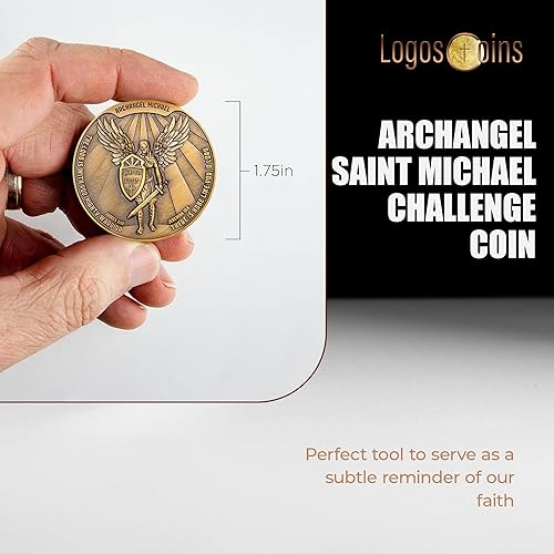 Miniatura 3 de Moneda de desafío de protección de Arcángel San Miguel ángel gaurdiano San Miguel patrón de los oficiales de policía El Señor está contigo guerrero