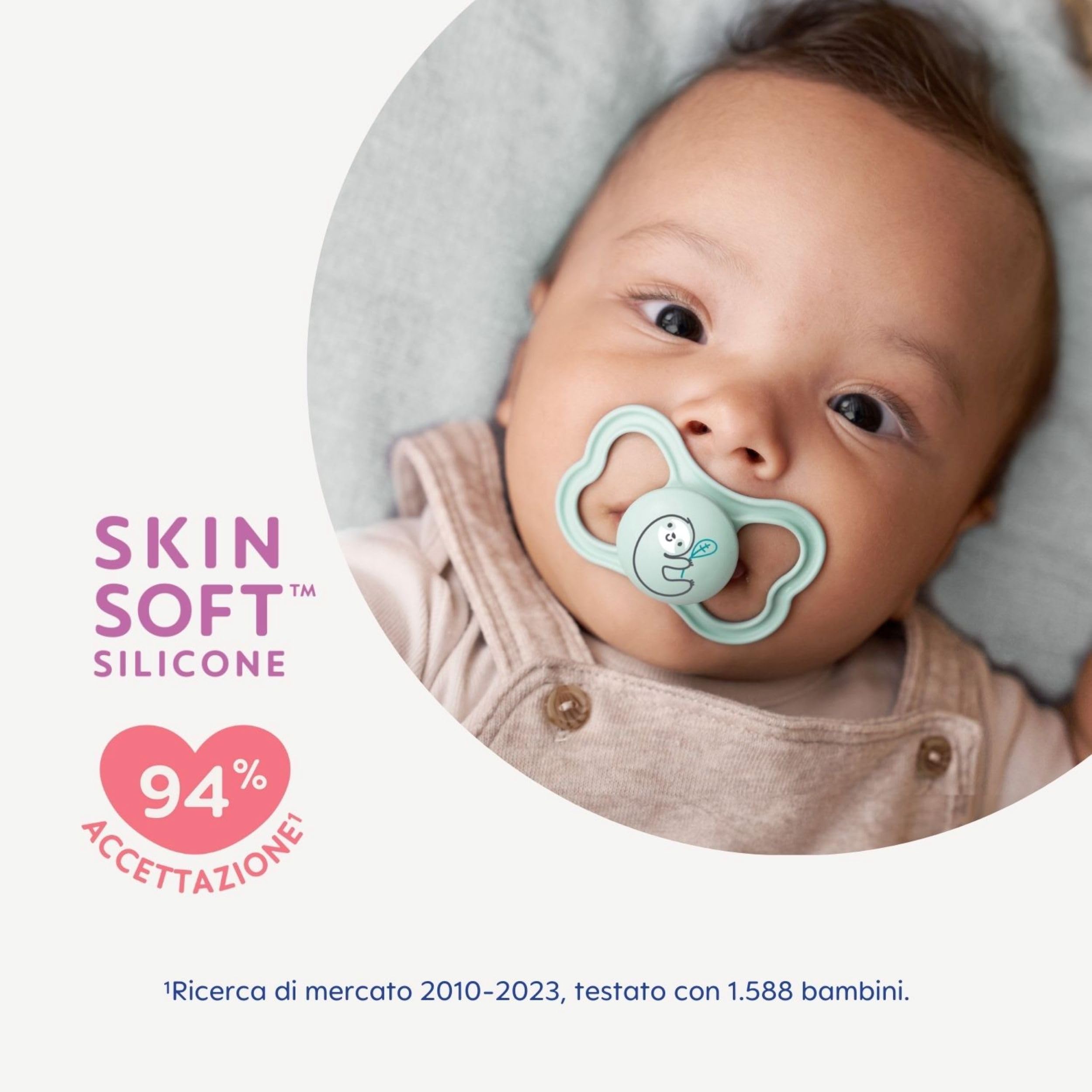 MAM Air Night Succhietto 6-16 Mesi (Set da 2), Ciuccio MAM 6-16 mesi che si illumina al buio per pelli sensibili, Kit da 2 accessori neonato con tettarella in silicone e porta ciuccio, Azzurro/Verde - 5