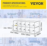 Vista 3 de VEVOR Clóset de almacenamiento para teléfono celular, 10 ranuras de material acrílico con cerraduras de puerta y llaves, bolsillo de gabinete