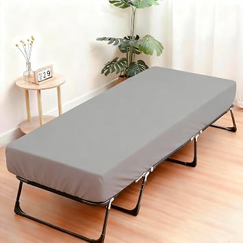 Fitted Sheets Only 31 x 75 Inches, 1 Pack Super Soft Microfiber Cot Size Fitted Sheet for Narrow Twin, Camp Bunk, RV Bed, Army Cot & Trifold Mattress, Breathable Bottom Bed Cover, Light Grey